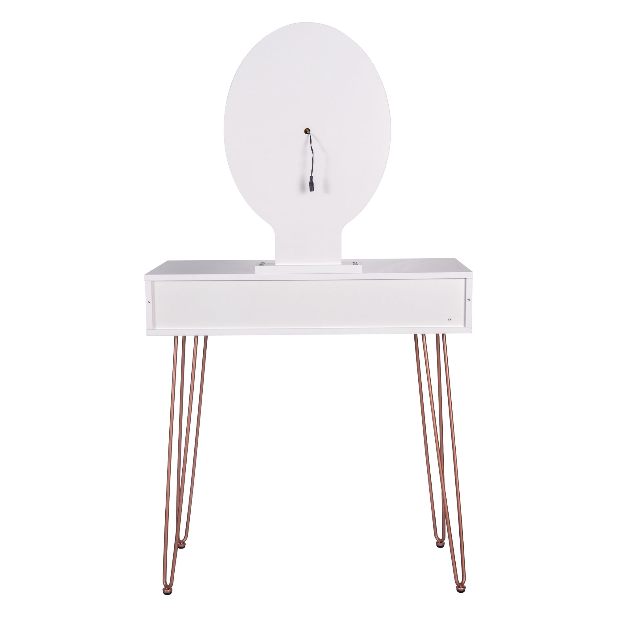 Kadyn Makeup Vanity with 3-Color Dimmable Lighted Mirror, Mid-Century Dressing Table for Writing Study Bedroom, White