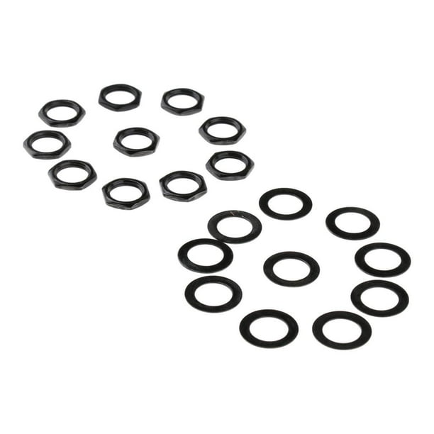 10 tuercas para conector de entrada y salida de guitarra eléctrica Negro