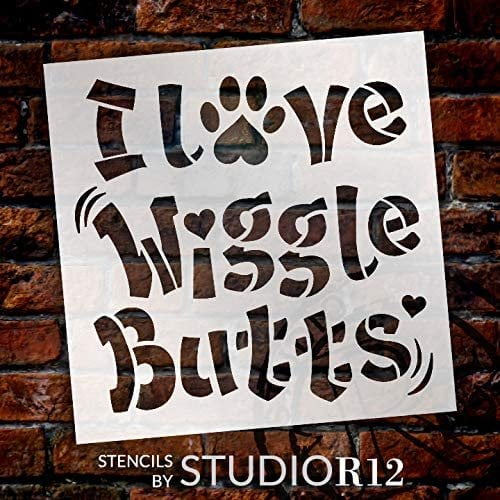 Love Wiggle Butts Stencil by StudioR12 DIY Animal Pet Dog Mom Owner