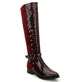 thumbnail image 2 of Ferwind Women's Long Boots Two-Tone Contrast Perforated Stud Accents Adult Burgundy  8, 2 of 7