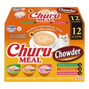 INABA Churu Meal Chowder Adult Wet Cat Food, 2.29 oz cup, 12-count, Chicken Variety Pack