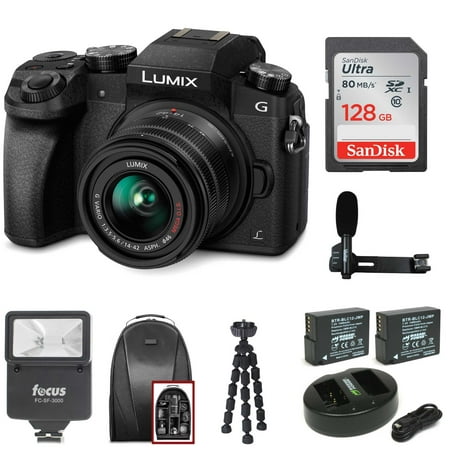 Panasonic LUMIX G7 Mirrorless Digital Camera (Black) with 128GB Accessory
