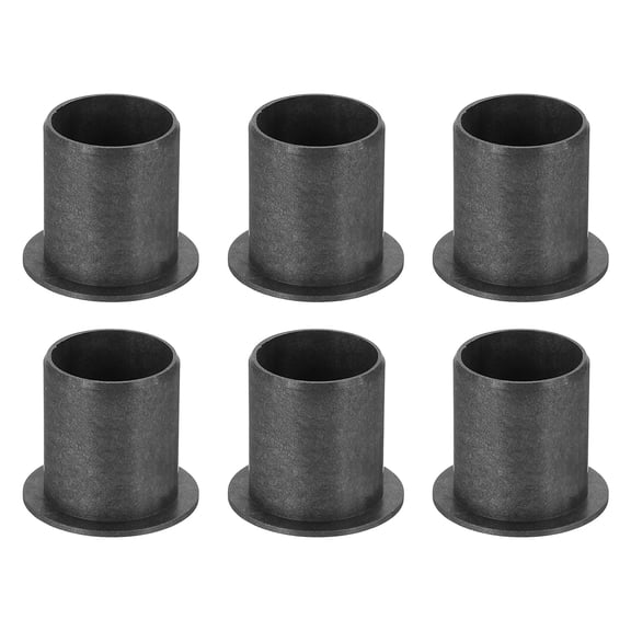 6 Pack Flanged Sleeve Bearing, Plastic Bushing ID 16mm x OD 18mm x Length 21mm POM Bushing, Black