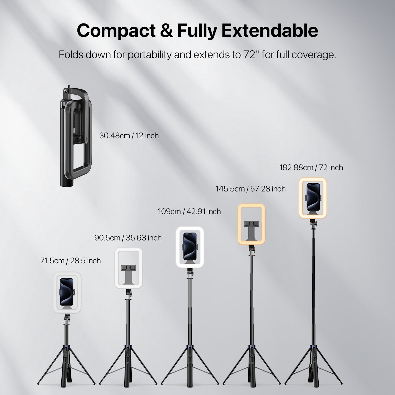 MyBat Pro Selfie Stick LED Ring Light with 72" Tripod Stand