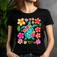 thumbnail image 5 of Sea Turtle Hibiscus Flower Shirt | Tropical Floral Summer Graphic Tee , Yellow, 2XL, 5 of 6