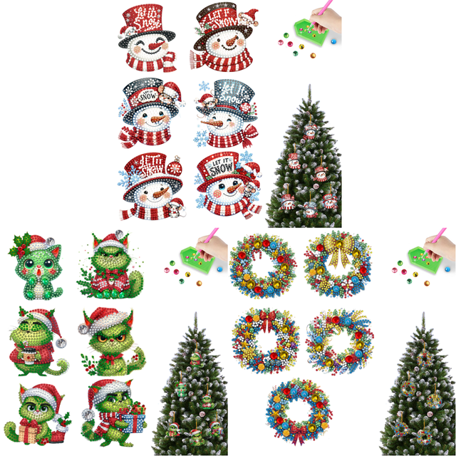 6 Uds Acrílico Forma Especial Invierno Muñeco Nieve 5D DIY Diamante Arte