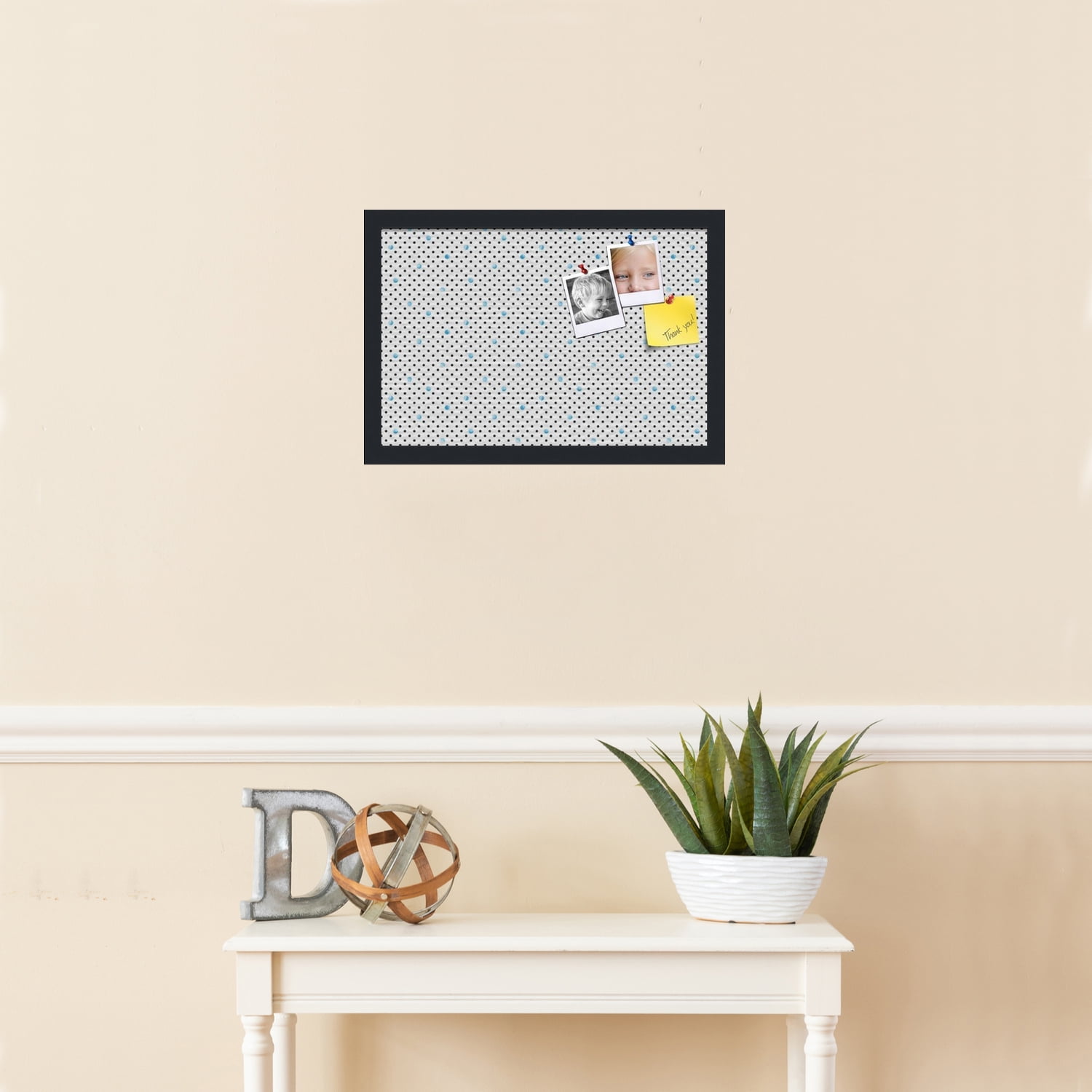 PinPix 18x12 Custom Cork Bulletin Board Chic Polka Dot Blue Poster Board Has a Fabric Style Canvas Finish, Framed in Chic Polka Dot Blue, by ArtToFrames (PinPix-1501)