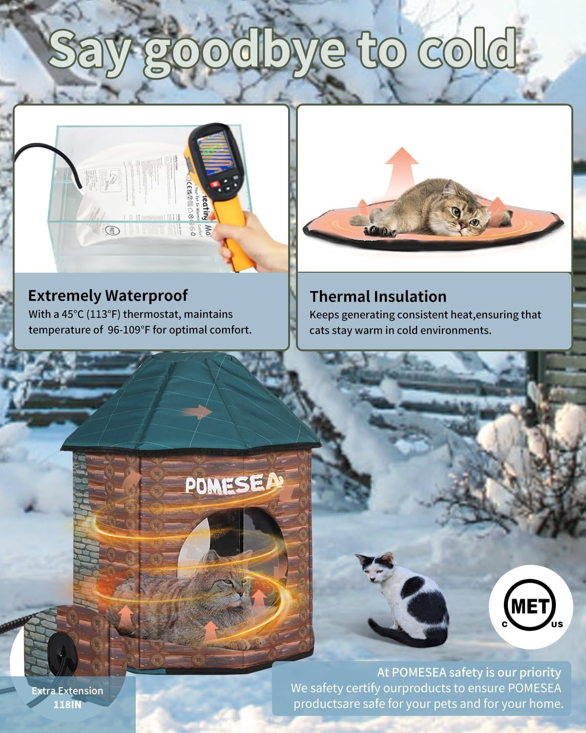 Heated Outdoor Cat House Weatherproof Cat Small Dog Warm Pet Shelter Carrier NEW PP10_Log