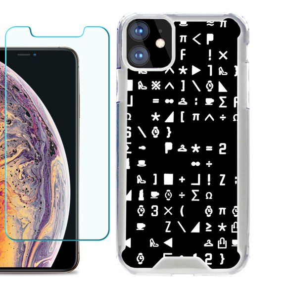For Apple iPhone 11 Case, Hybrid Bumper Phone Case, with Tempered Glass Screen Protector, by OneToughShield ® - Daily Symbol