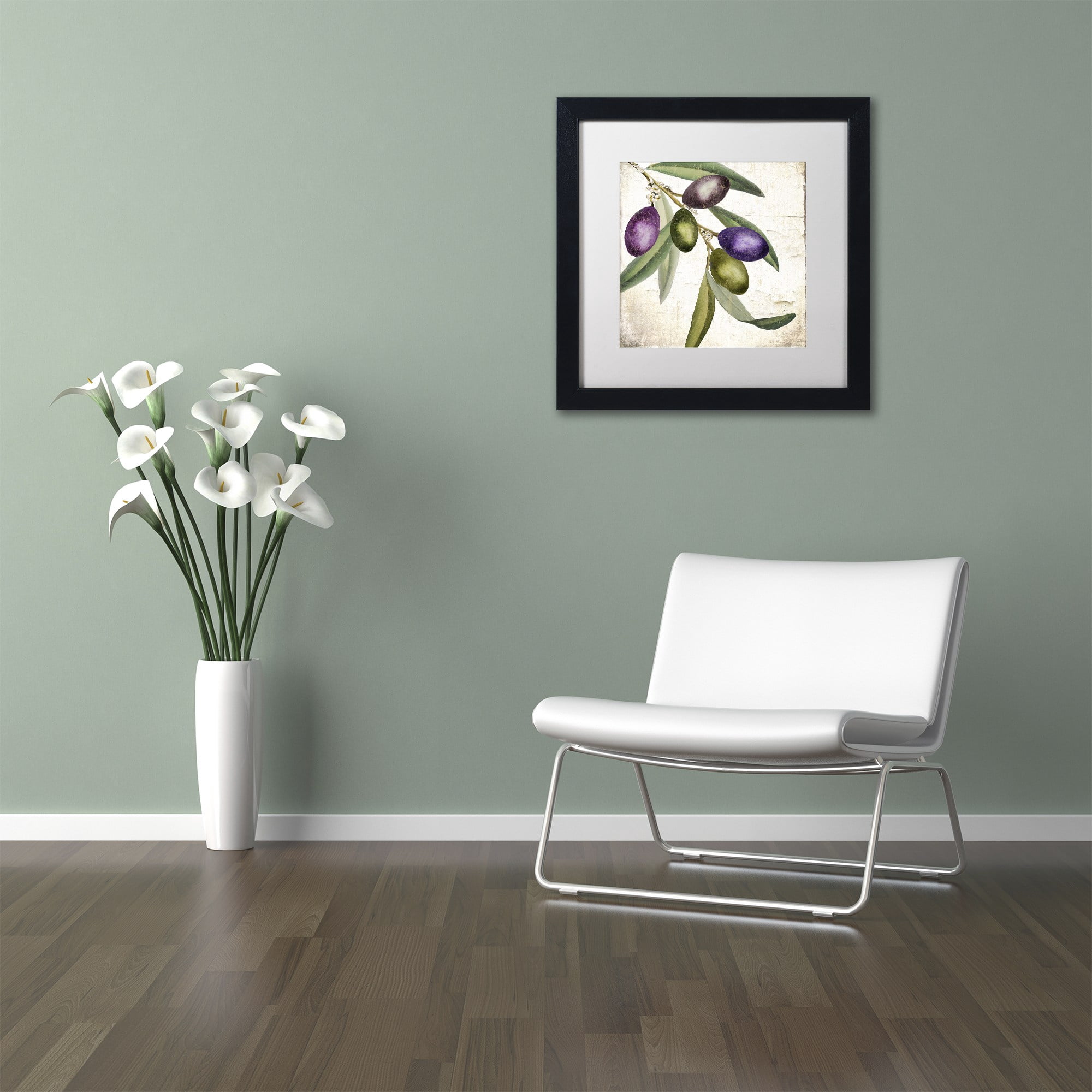 Trademark Fine Art "Olive Branch I" Canvas Art by Color Bakery, White Matte, Black Frame