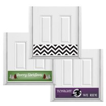 Deck the Door Decor | Magnetic Kick Plates - Interchangeable 3 Pack - Holiday & Decorative Theme - for Steel Doors - (6x30", Chevron/Merry Christmas/Witch Ride)