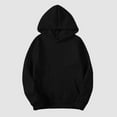 thumbnail image 6 of kamemir Unisex Mens Long Sleeves Drawstring Plain Hooded Sweatshirt Pullover Solid Hoodie Top(Black,XL), 6 of 6