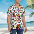 thumbnail image 3 of Pofeuu Mexican Bright Style Print Hawaiian Shirt for Men Sleeves Casual Button Down Summer Beach Dress Shirts T-Shirts,Large, 3 of 7