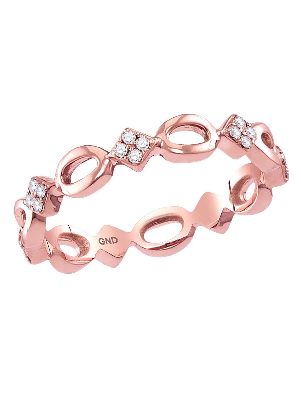 Details about   10kt Rose Gold Womens Round Diamond Heart Bisected Stackable Band Ring 1/6 Cttw 