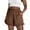 Brown, variant on Women Plus Size Lounge Shorts High Waisted Summer Casual Loose Ruffle Hem Beach Vacation Boho Shorts with Pockets Green 4X