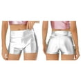 thumbnail image 2 of iiniim Women's Shiny Metallic Stretchy Booty Dance Shorts Hot Pants for Halloween Party Silver XL, 2 of 7