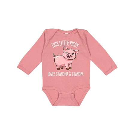 

Inktastic This Little Piggy Loves Grandma and Grandpa- cute Gift Baby Boy or Baby Girl Long Sleeve Bodysuit