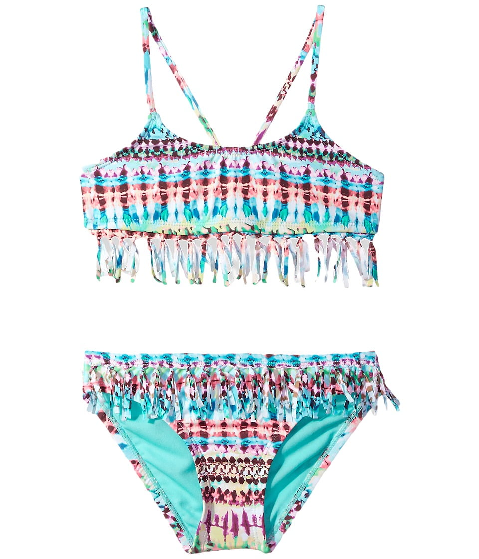 Girls TieDye Printed Fringe Swim Bikini Set 14