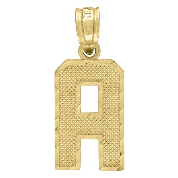 10K Yellow Gold Unisex Diamond Cut Initial Charms Textured Pendants | A