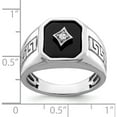thumbnail image 3 of 14K White Gold Onyx And Diamond Greek Key Design Mens Ringsize 10 (Width 3.6 To 14.6) - Jbsp, 3 of 5