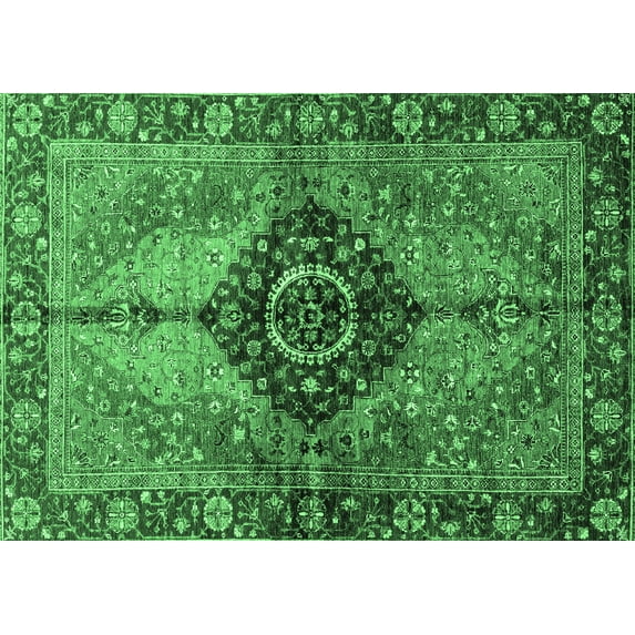 Ahgly Company Indoor Rectangle Persian Emerald Green Traditional Area Rugs, 8' x 10'