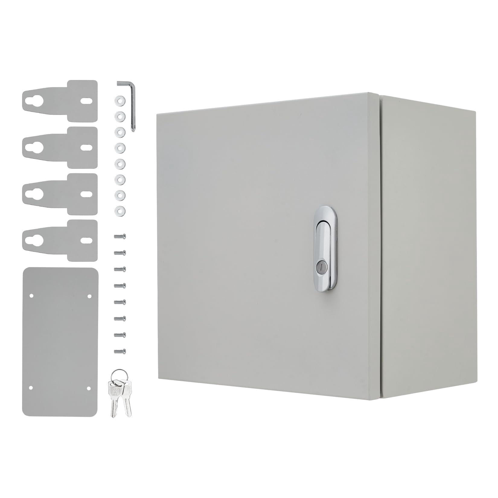 Kojooin Lockable Outdoor Electrical Box, NEMA 4X Steel Enclosure, IP67 Waterproof Dustproof Junction Box with Mounting Plate and Key for Indoor Outdoor