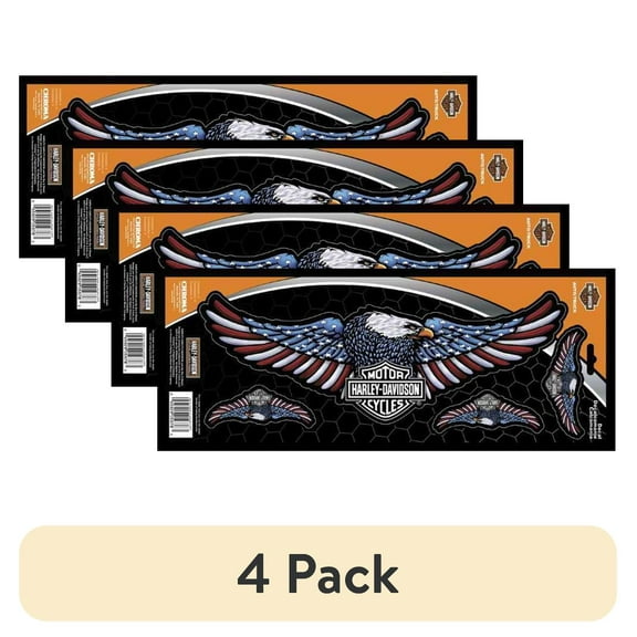 (4 pack) Harley-Davidson Flag Eagle Self-Adhesive Decals, 4 pieces