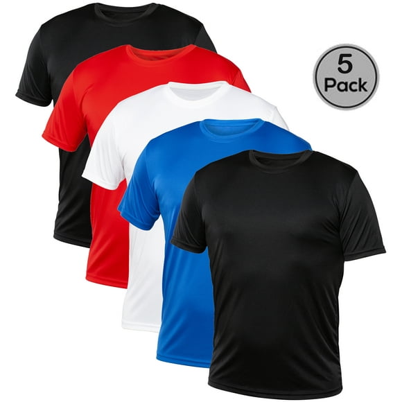 Blank Activewear Pack de 5 T-Shirts pour Homme, Tissu à Séchage Rapide