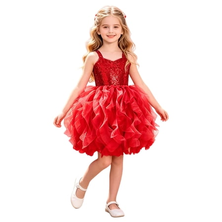 Glisme Dress For Girls O Neck Cartoon Pattern Sleeveless Dresses Sweet Little Girls Clothes 4-6 Years Rd2