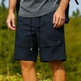 thumbnail image 2 of Men's Quick Dry Cargo Shorts Loose Elastic Waist Sports Shorts with Pocket Summer Casual Daily Shorts,Blue,5XL, 2 of 9
