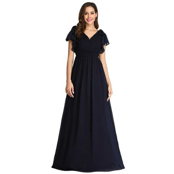 Ever-Pretty Womens Elegant Ruched Bridesmaid Dresses for Women 77092 Navy  Blue US4