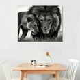 thumbnail image 2 of ONETECH Modern Lion Lioness Black and White Pictures Office Bedroom Wall Art Minimalist Animal Couple Artwork Framed Canvas Painting Print for Home Bathroom Kitchen Décor - 20x16 Inch, 2 of 3