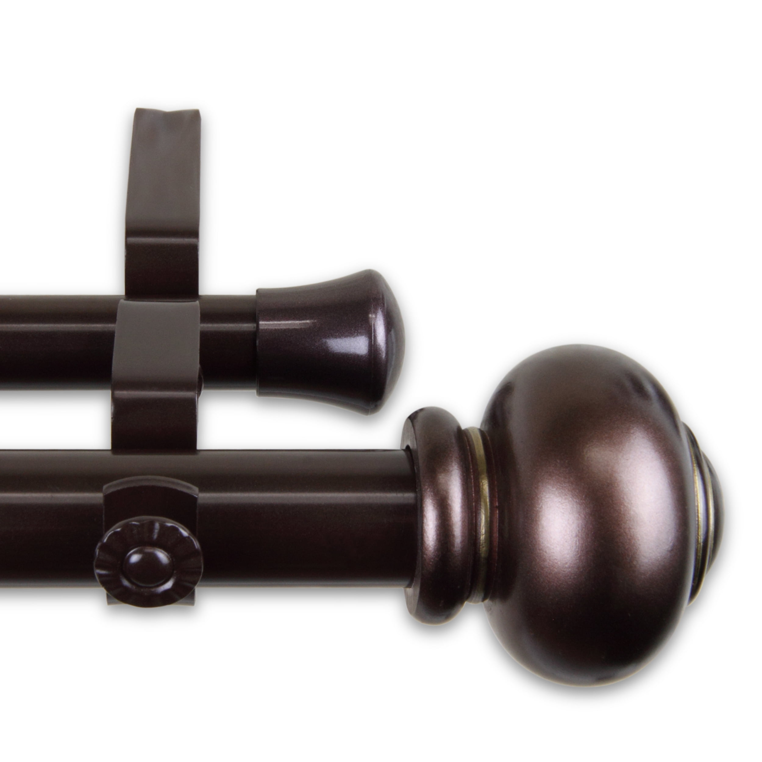 Central Design 100-34-669-D 1 in. Dani Double Curtain Rod with 66 to 120 in. Extension, Bronze