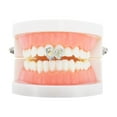 thumbnail image 2 of Unique Bargains 1 Pc Fake Grills Hip Hop Double Heart Teeth Grillz Silver Tone, 2 of 6