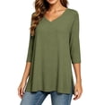 thumbnail image 7 of ZORYEVY Three Quarters Sleeve Tops Women Winter Sports Casual V-neck Solid Color T-shirts, 7 of 7