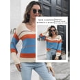 thumbnail image 6 of STARVNC Women V Neck Striped Contrast Color Long Sleeve Knit Sweater, 6 of 7