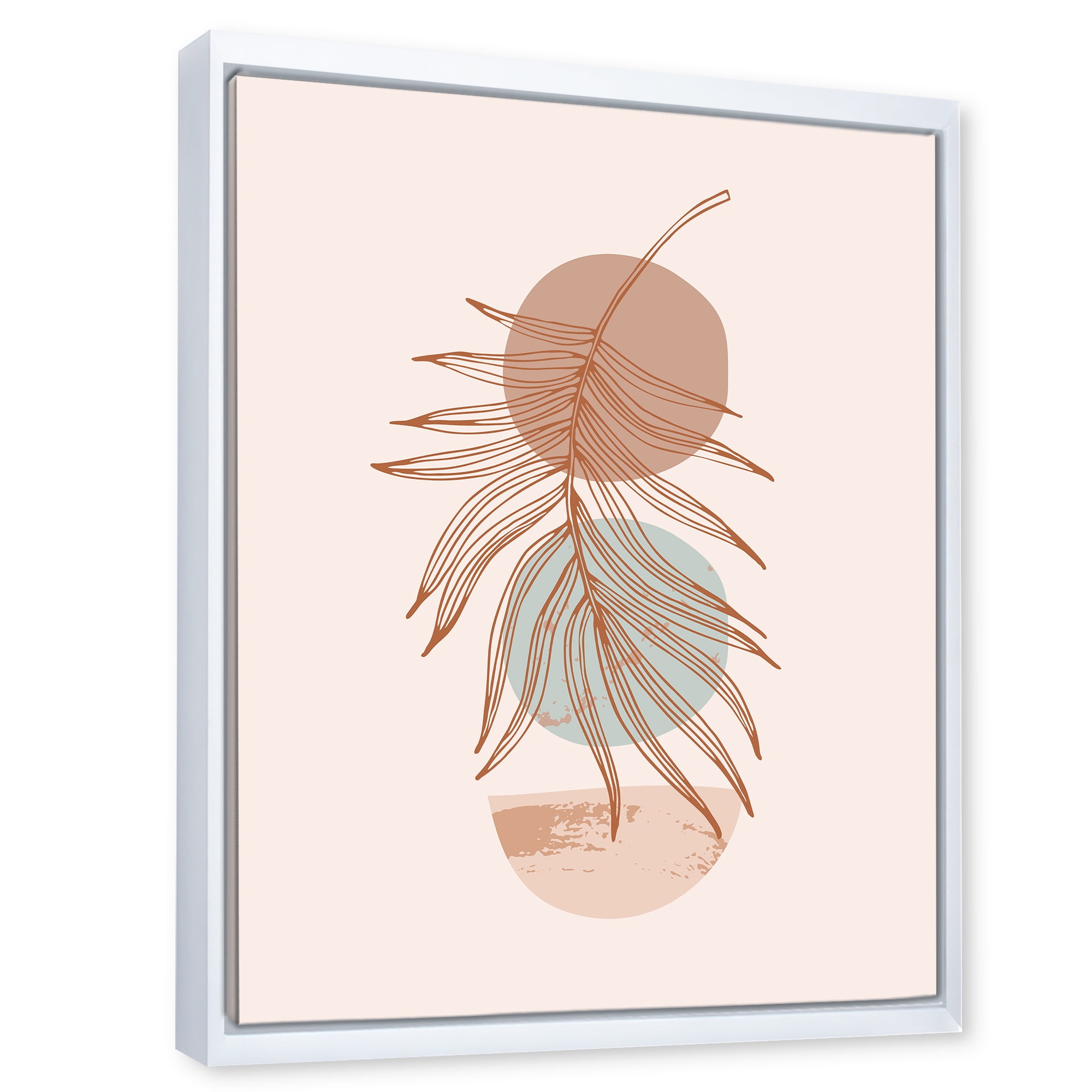 Designart 'Sun and Moon Shapes In Retro Terracotta Tones II' Modern Framed Canvas Wall Art Print