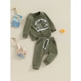 thumbnail image 3 of Suealasg Toddler Baby Boys Girls Fall Tracksuit Outfits 3M 6M 1T 2T 3T Kids Boys Long Sleeve Letter Mountain Print Sweatshirt and Drawstring Pants Sets, 3 of 9