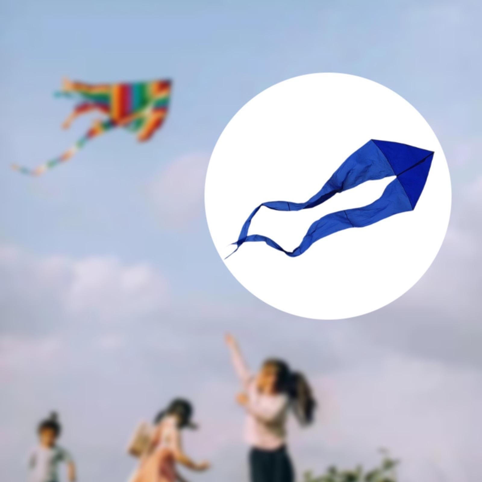 harayaa Kids Delta Kite Flying Toy Easy to Handle Portable with Long Tail Ghost Kite for Blue
