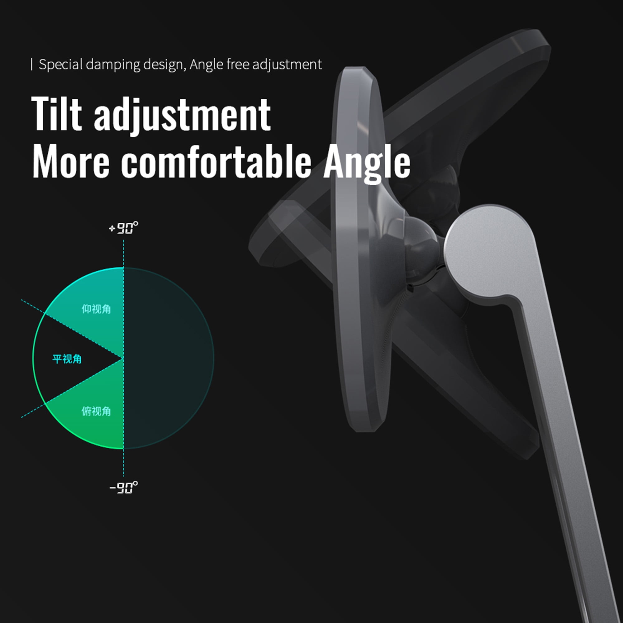 Dteck Magnetic Phone Stand, Adjustable Sturdy Phone Stand & Tablet Stand for Desk, Strong Magnetic, Compatible with MagSafe Charger (MagSafe is not included), Gray