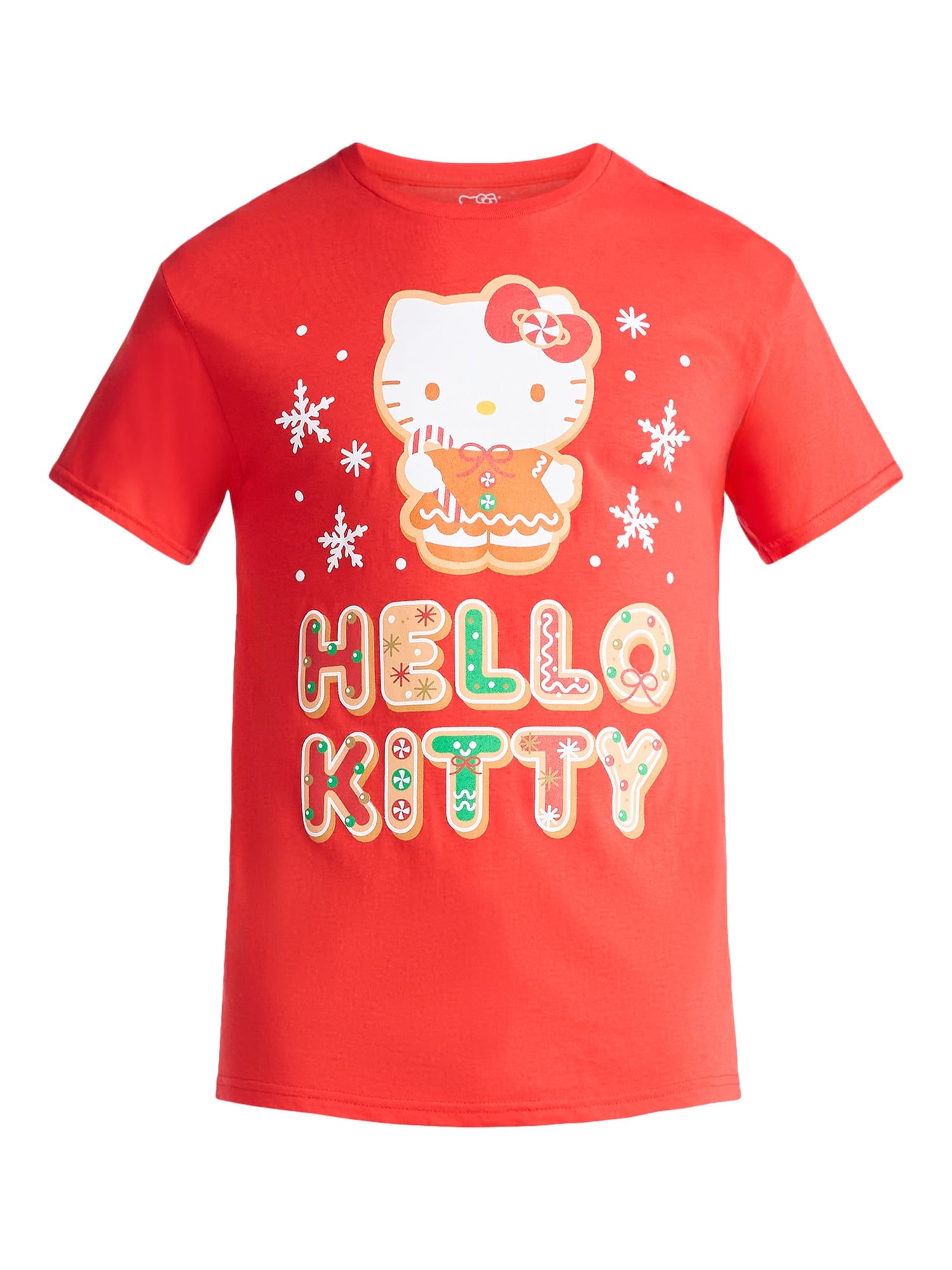 Hello Kitty Gingerbread Men's and Big Men's Holiday Graphic Tee, Sizes S-3XL