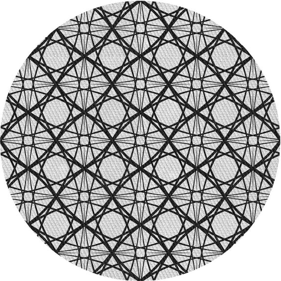 Ahgly Company Indoor Round Patterned Light Black Area Rugs, 8' Round