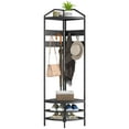 thumbnail image 2 of HOMCOM Corner Hall Tree, 4-Tier Coat Rack with Shoe Storage, 8 Movable Hooks and 2 Storage Shelves for Entryway Hallway, Black, 2 of 9