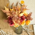 thumbnail image 6 of Artificial Fake Flowers Plants Silk Flower Arrangements Wedding Bouquets Decorations Plastic Floral Table Centerpieces for Home Kitchen Garden Party Décor (Autumn red), 6 of 14