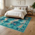 thumbnail image 3 of ODIKA 6'x9' Washable Area Rug Ocean Turtle Main Lagoon Mosaic Coral Border Panels Map Nautical for Family Room, Living Room, Master Bedroom, Non-Slip, Easy Care, 3 of 7