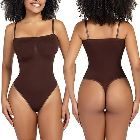 Fsqjgq Jumpsuits for Women Brown Rompers Elegant Seamless Shapewear Thong Bodysuit with Removable Straps Bib Overalls Wide Leg Pants Slim Fit Workout Sets Tight Jumpsuit Womens Overalls Shorts 2XL