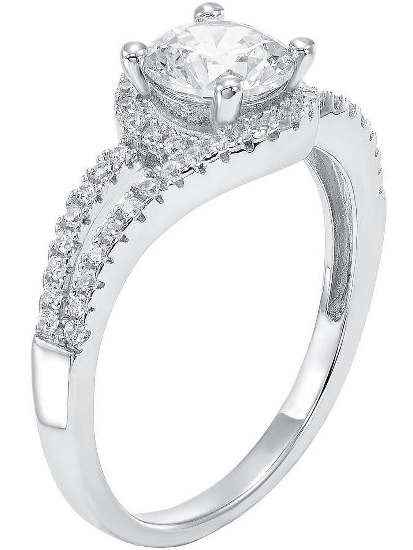 Arista 1/2 Carat T.G.W. Swarovski Crystal and Cubic Zirconia Halo Engagement Ring in Sterling Silver