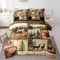 Erosebridal Cute Deer Bedding Twin Size,Woodland Animal Bed Set,Vintage Rustic Farmhouse Bedding Sets Twin Size,Ultra Soft Room Decorative Reversible,7pcs