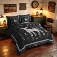 thumbnail image 2 of Manfei Woodland Deer Moose Twin Bedding, Retro US Flag Bedding Comforter Set, Black Grey, Black Reversible 7pcs, 2 of 6