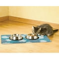 thumbnail image 5 of Drymate Pet Bowl Placemat, Dog & Cat Food Feeding Mat - Absorbent Fabric, Waterproof Backing, Slip-Resistant - Machine Washable/Durable (12” x 20”) (Indian Summer Turquoise & White 8), 5 of 7